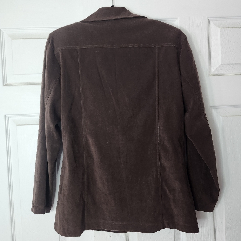 VINTAGE CHOCOLATE BROWN SNAZZIE BLAZER JACKER BRASSY GOLD BUTTONS SIZE M - Picture 8 of 8